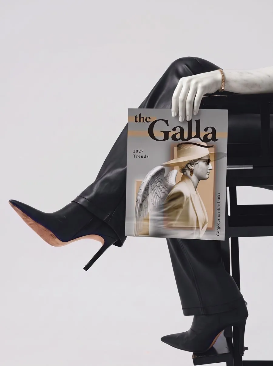 the Galla magazine styled with a heeled boot