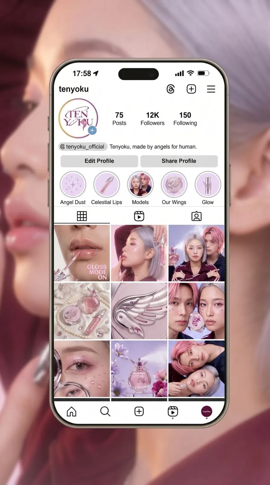 TENYOKU Instagram profile mockup