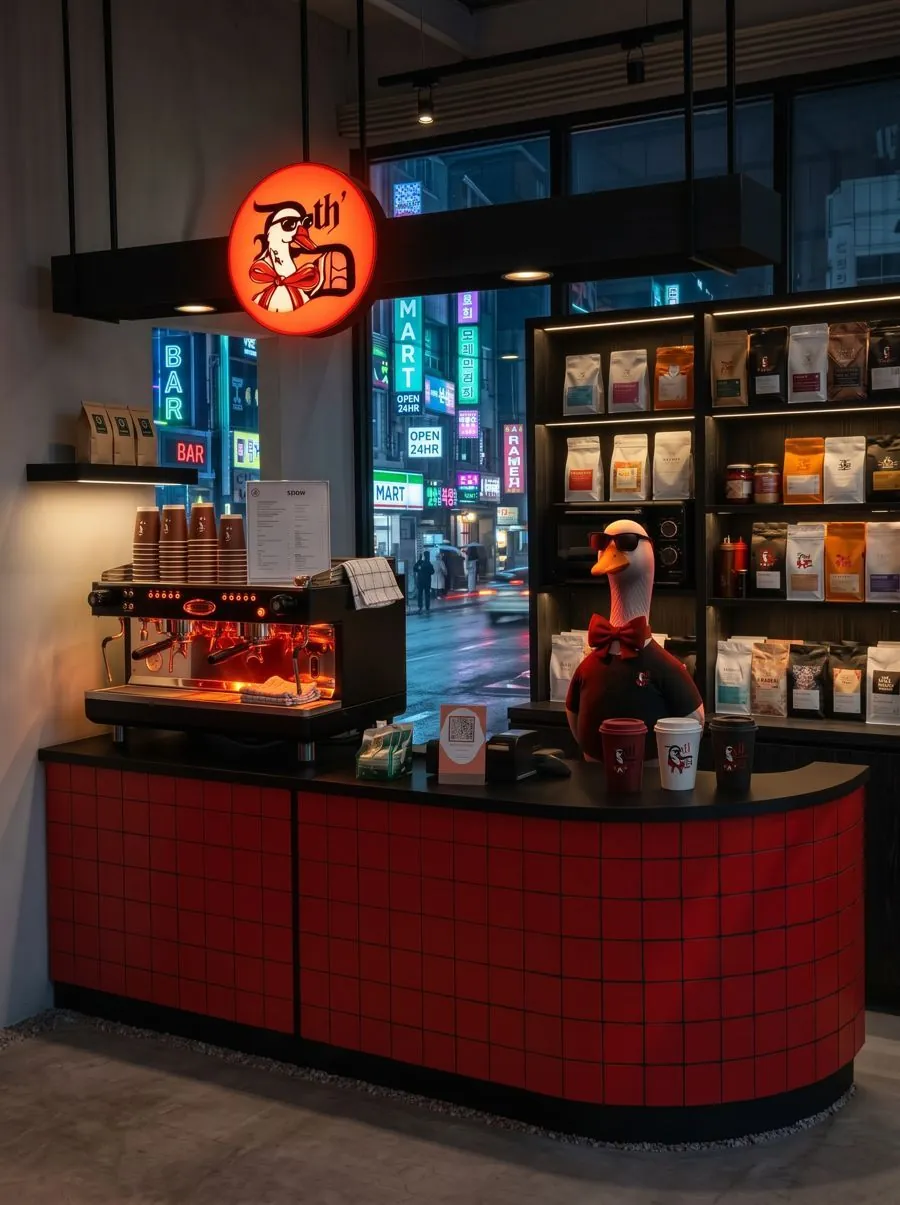 Drink th' Drink storefront with neon sign